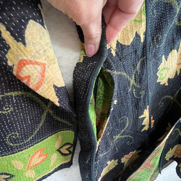 Evelyn Clair Jaipur Reversible Kantha Jacket Coat 1 of a kind Handmade Boho - Picture 10 of 14